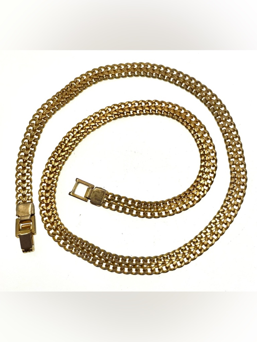 Vintage Gold Tone Wide Chain Necklace Statement Choker Unmarked